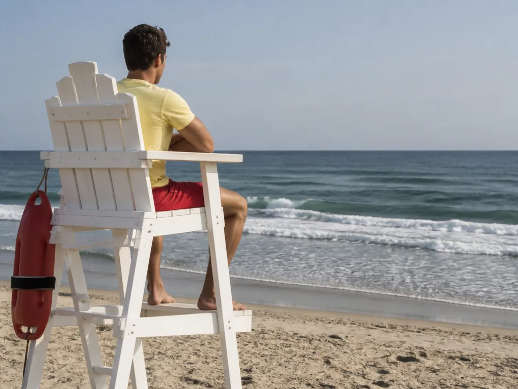 Baïne visible entre les vagues, nageur rejoignant calmement le rivage
