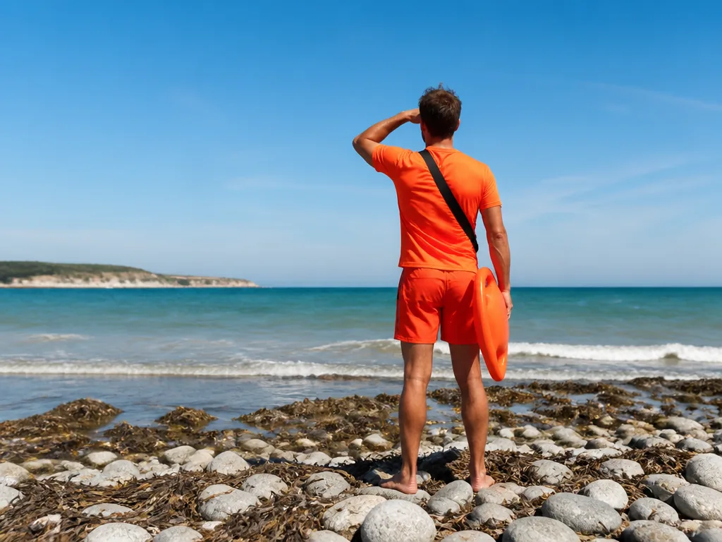 Nageur sortant d’un courant d’arrachement en nageant parallèlement à la plage