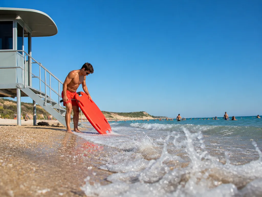 Poste de secours sur une plage surveillée de l’île d’Oléron